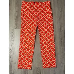 Kasper Scarlet Multi Chain Stretch Straight Leg Pant With Side Zip Sz 8 Preppy